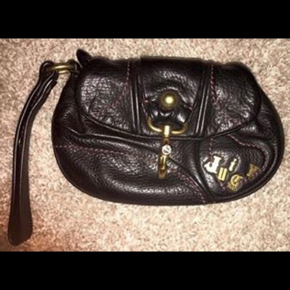 SALE Juicy Couture Black Leather Wristlet Handbag